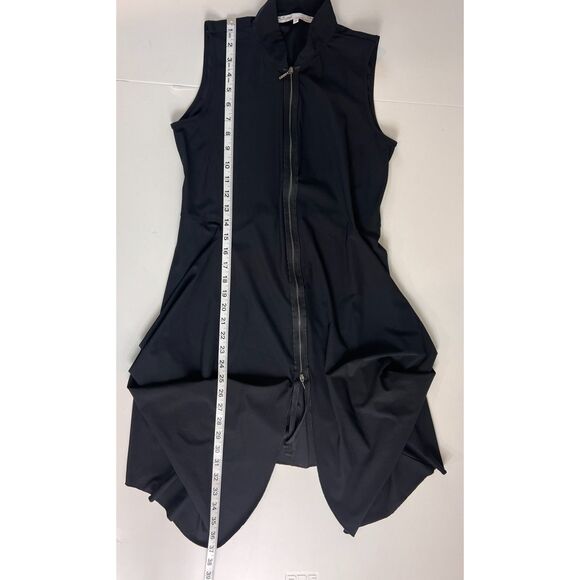 Sun Light Women's Sleeveless Asymmetrical Zip Up Black Dress Size 2 - Picture 10 of 11